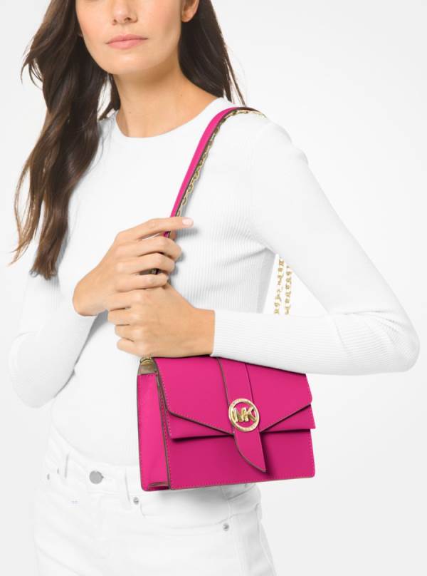 Damske Spojková Taška Michael Kors Greenwich Small Saffiano Leather Ruzove - Kabelky Michael Kors Akcia | VDHCE-7394